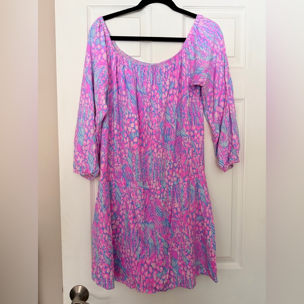 Lilly Pulitzer Lana off-the-shoulder skort romper Pink Sorbet High Altitude XL